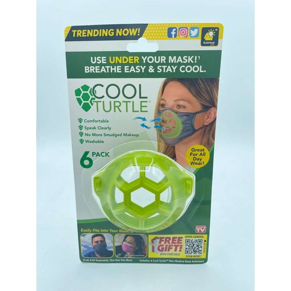 (6-Pack) COOL TURTLE Face Mask Enhancer - Breathe Easy, Stay Cool, Wash to Reuse
